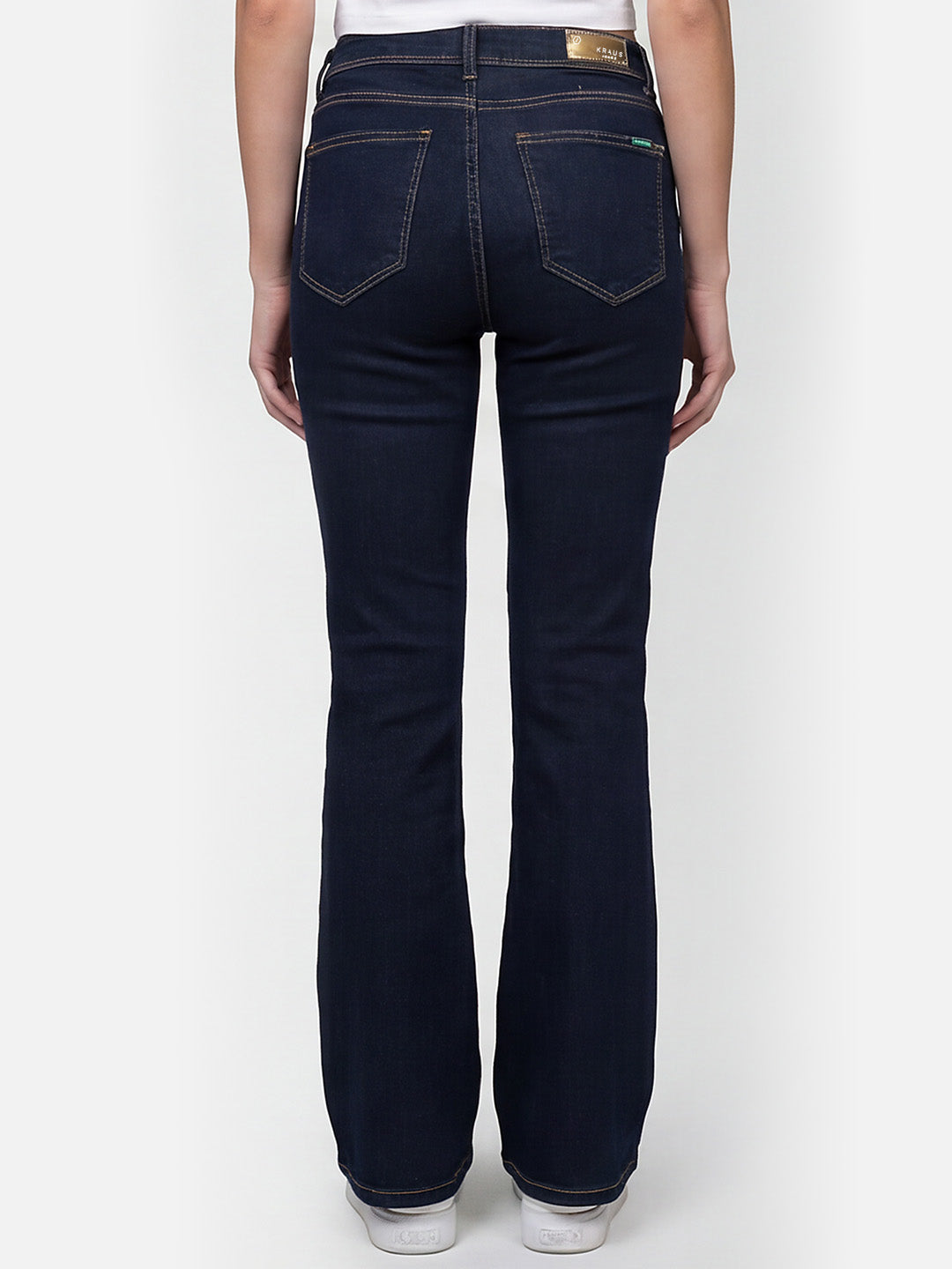 Women Dark Blue High-Rise Flare Jeans