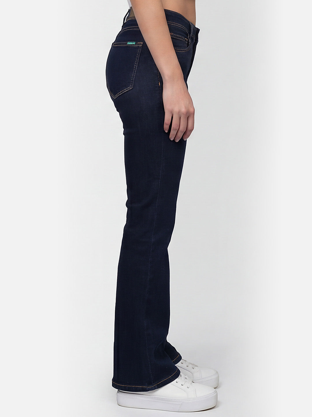 Women Dark Blue High-Rise Flare Jeans