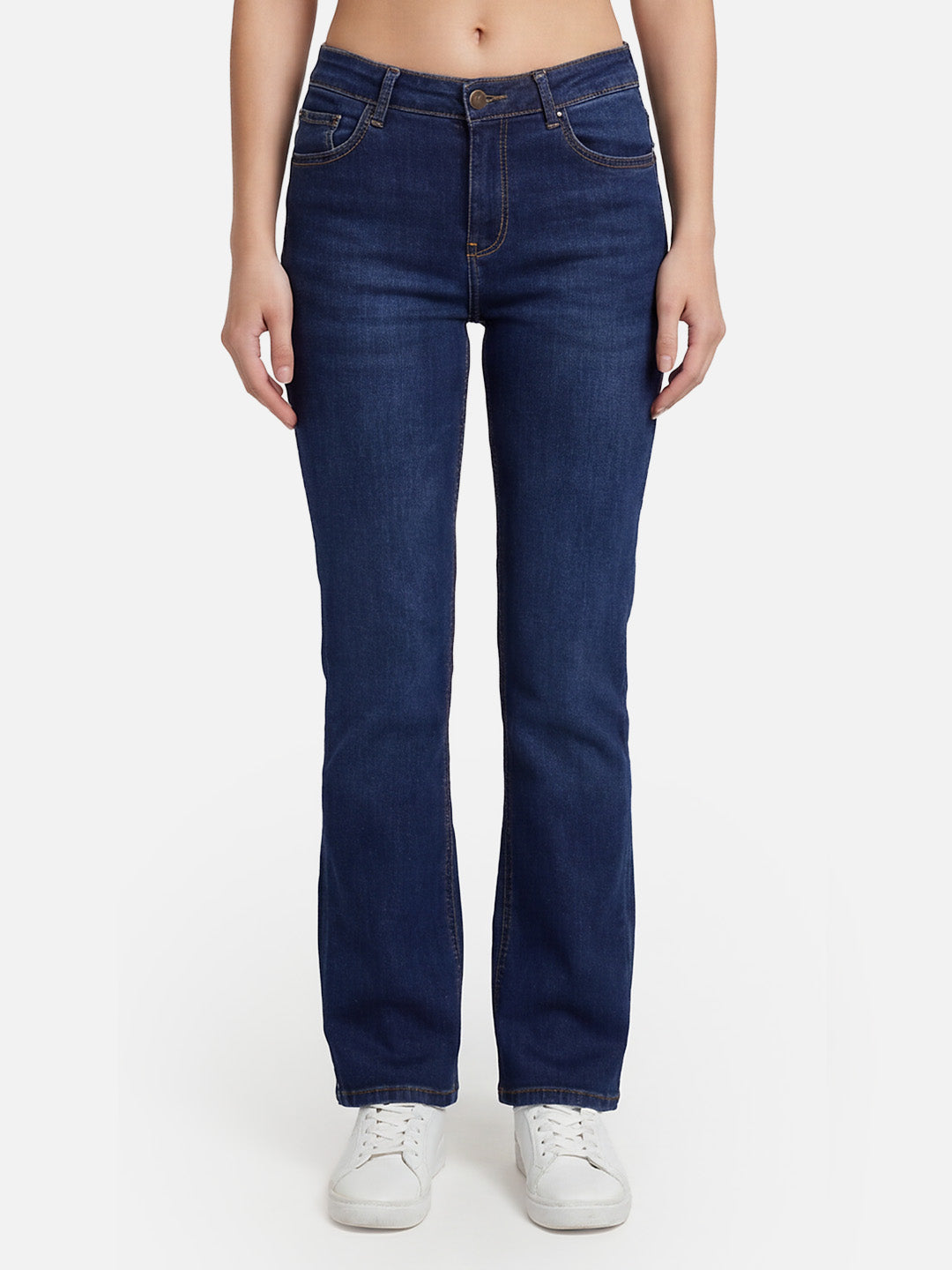 Women Blue High-Rise Mini Flare Jeans