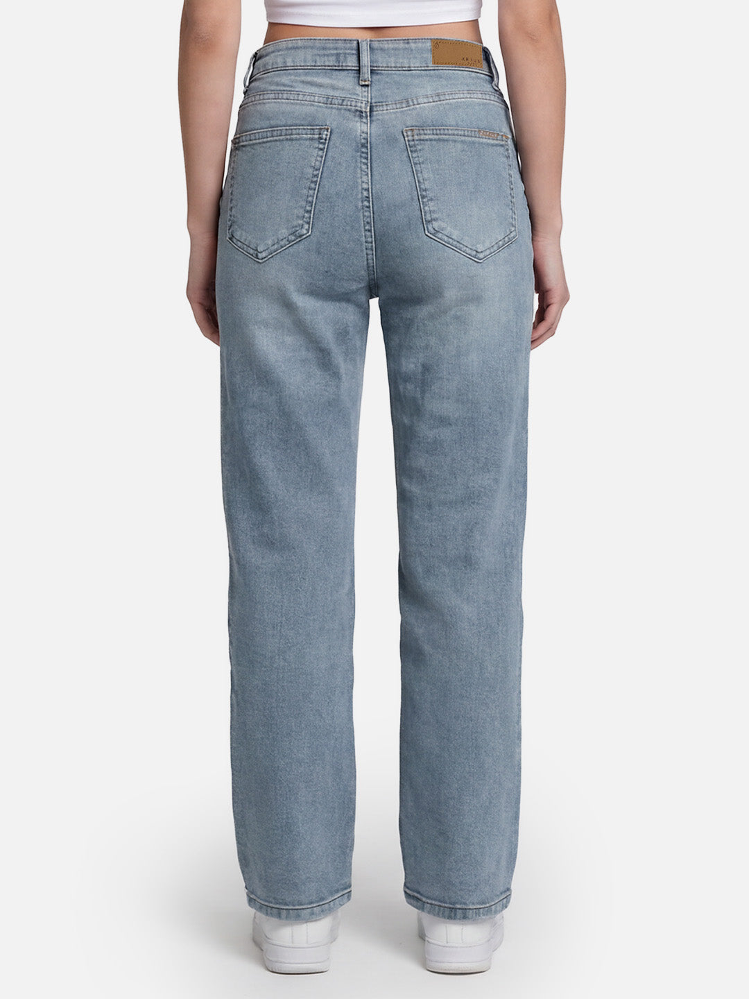 Women Light Blue High-Rise Straight Jeans