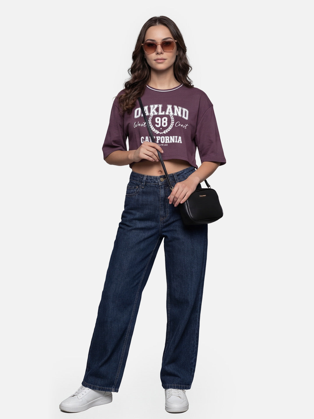 Women Dark Blue High-Rise Wide Leg Jeans