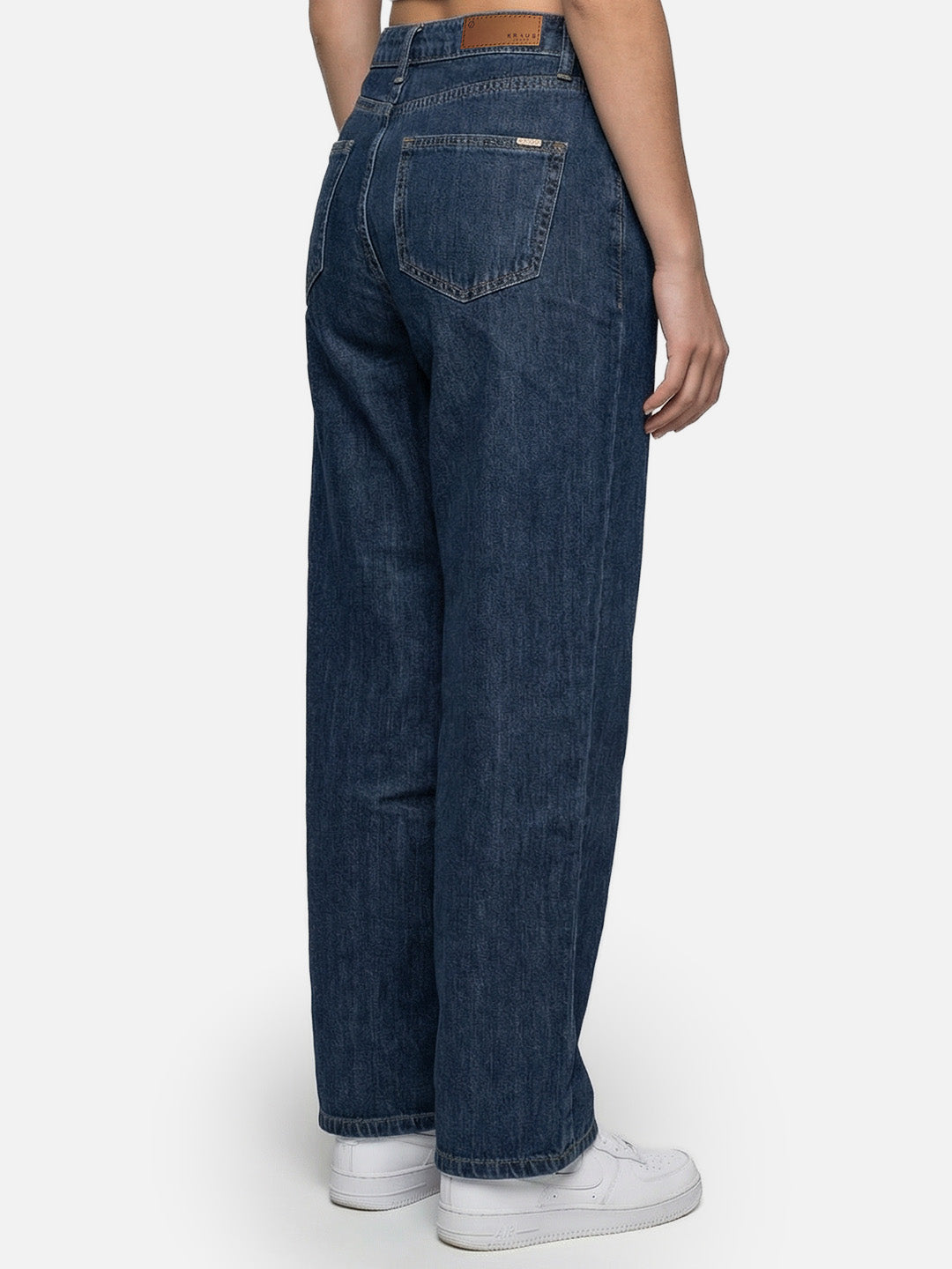 Women Dark Blue High-Rise Wide Leg Jeans