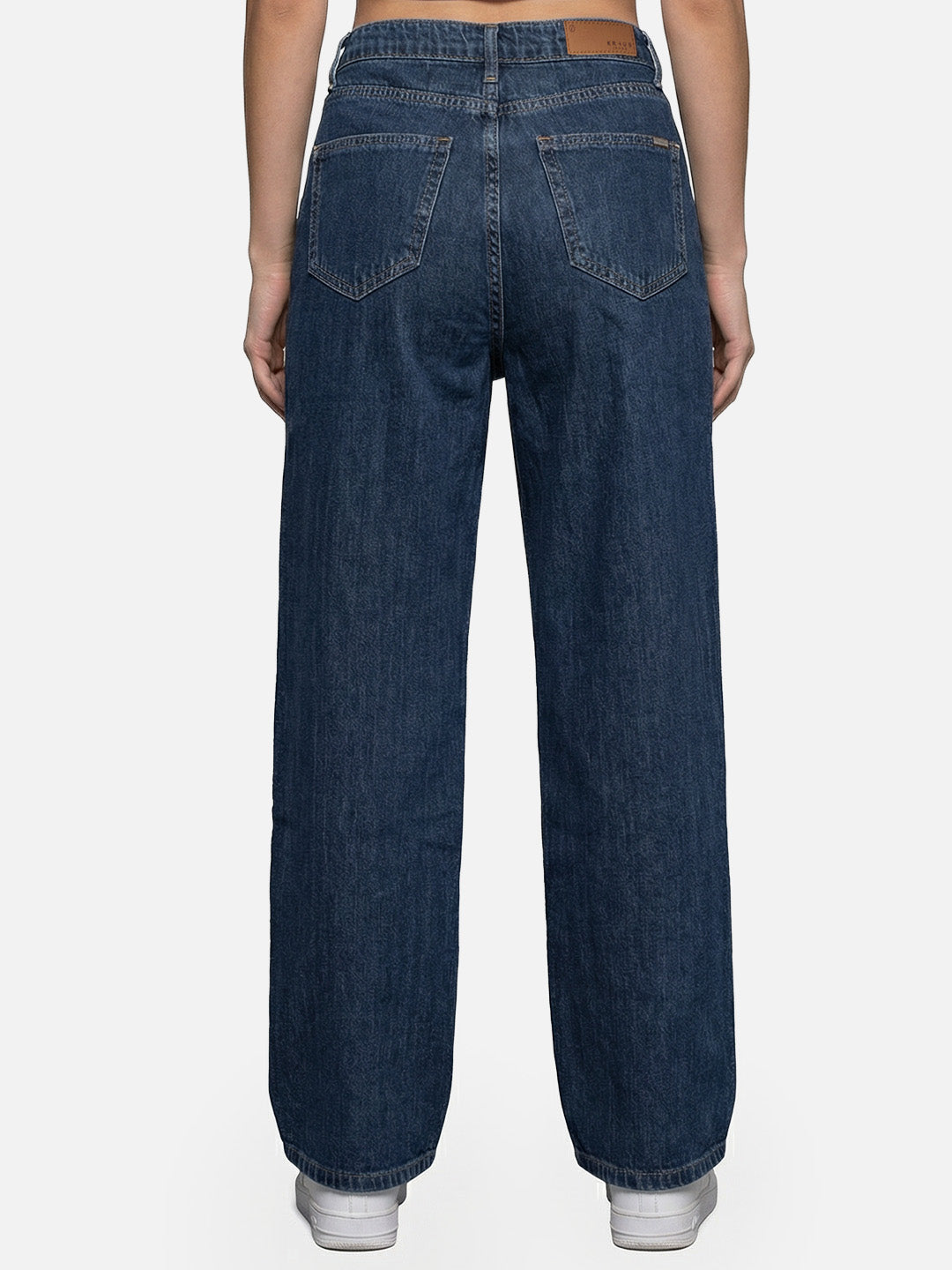 Women Dark Blue High-Rise Wide Leg Jeans