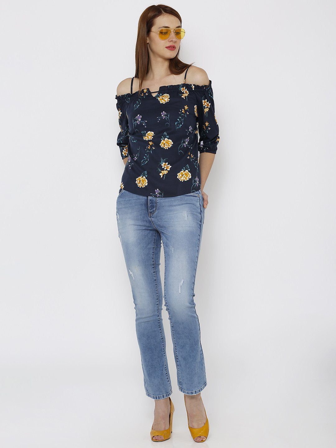 Women Blue Mid-Rise Bootcut Mini Flare Jeans
