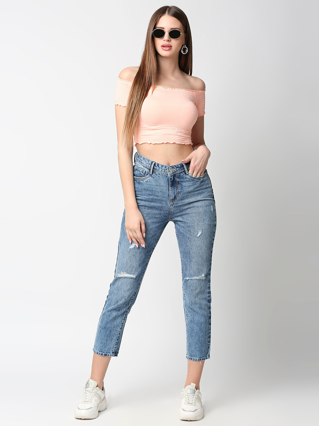 Women Light Blue High-Rise Super Straight Fit Jeans
