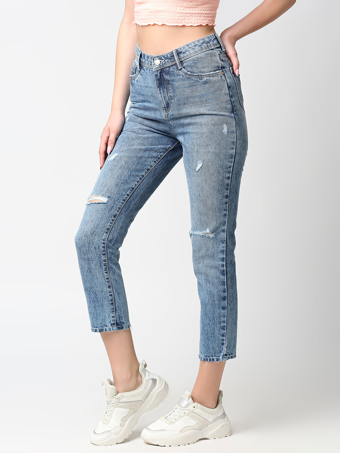 Women Light Blue High-Rise Super Straight Fit Jeans