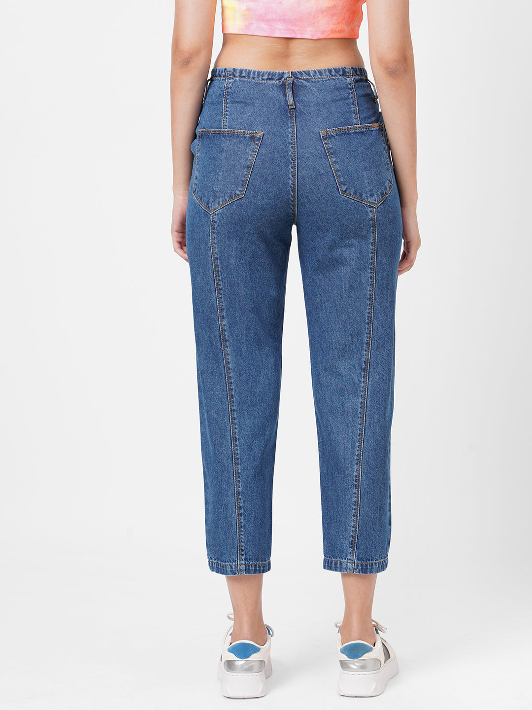 Women Blue High-Rise Baggy Jeans