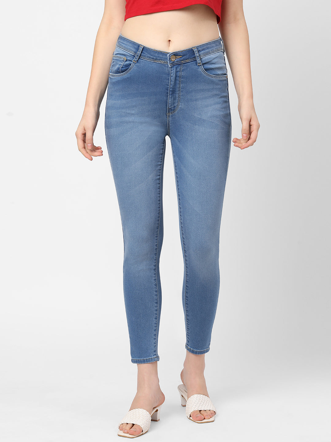 Women Blue High-Rise Skinny Jeans