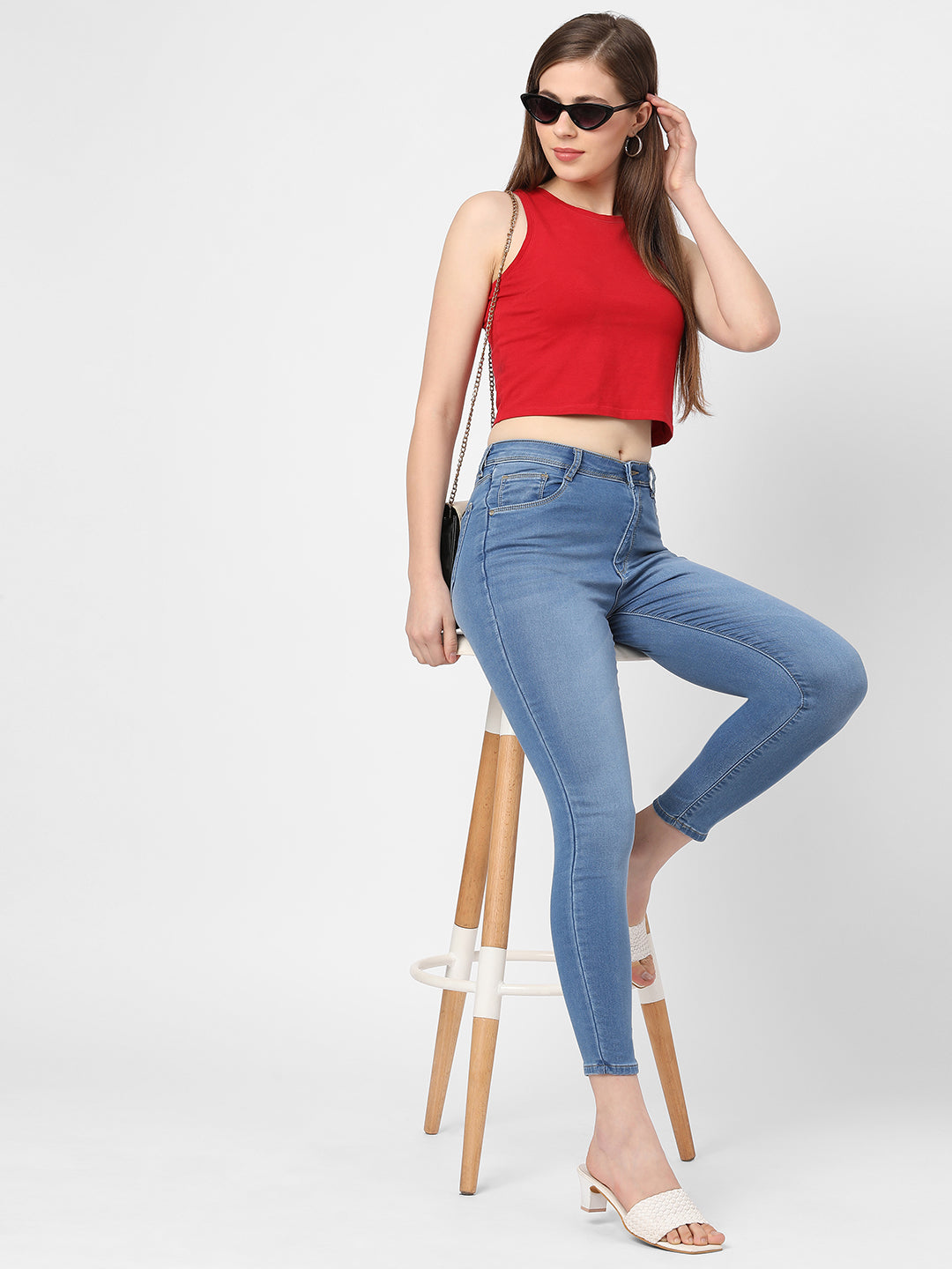 Women Blue High-Rise Skinny Jeans