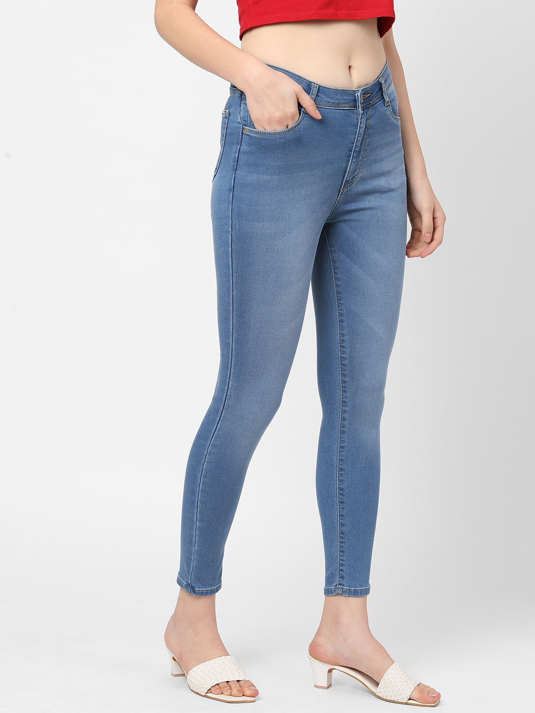 Women Blue High-Rise Skinny Jeans