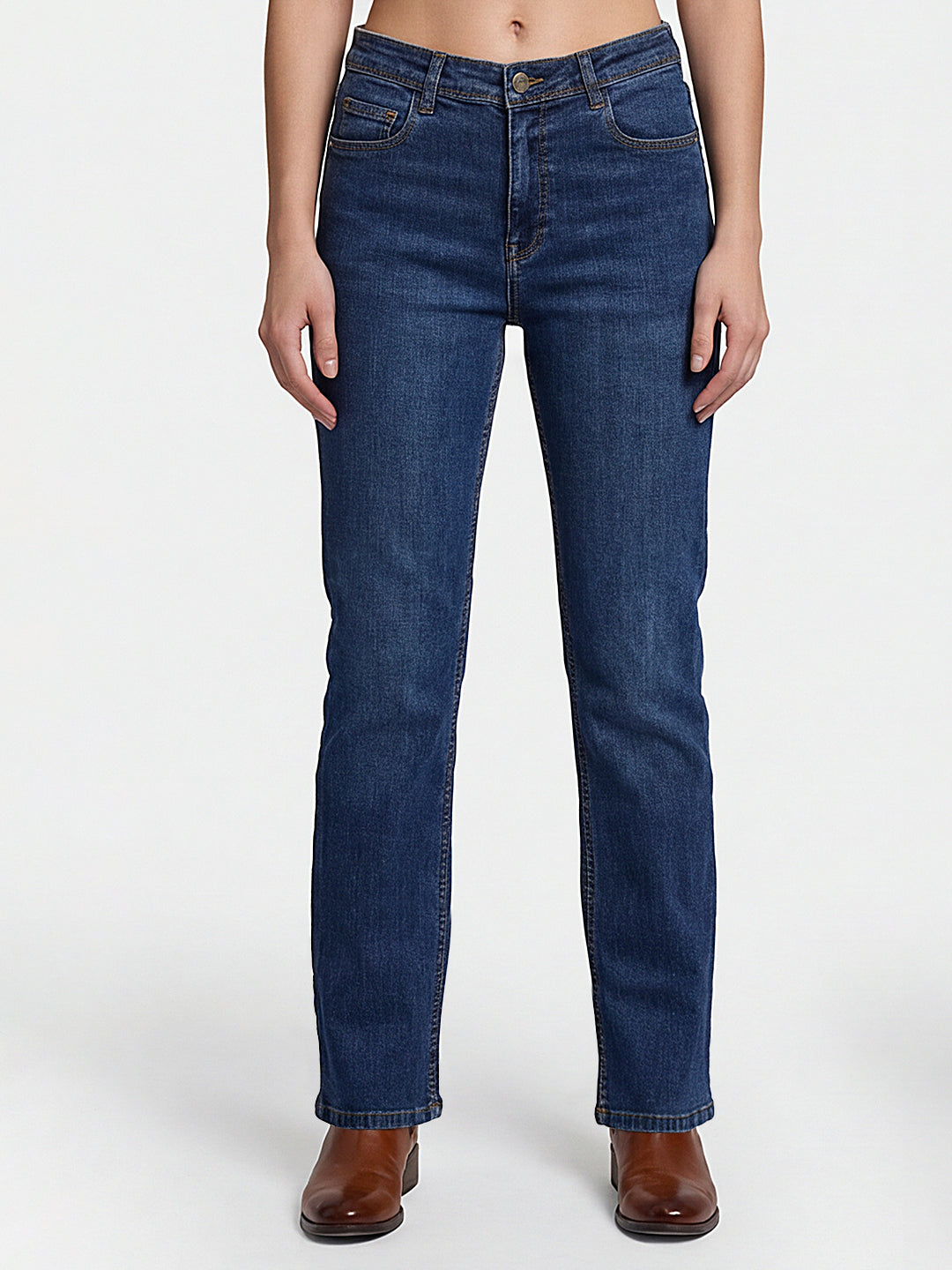 Women Blue High-Rise Crop Flare Jeans