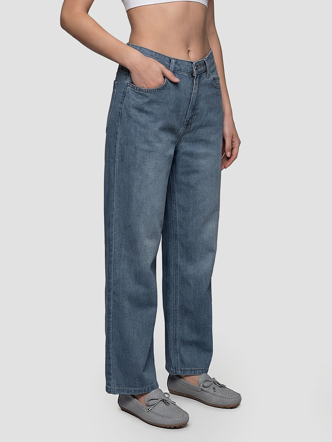Women Blue High-Rise Wide Leg Jeans
