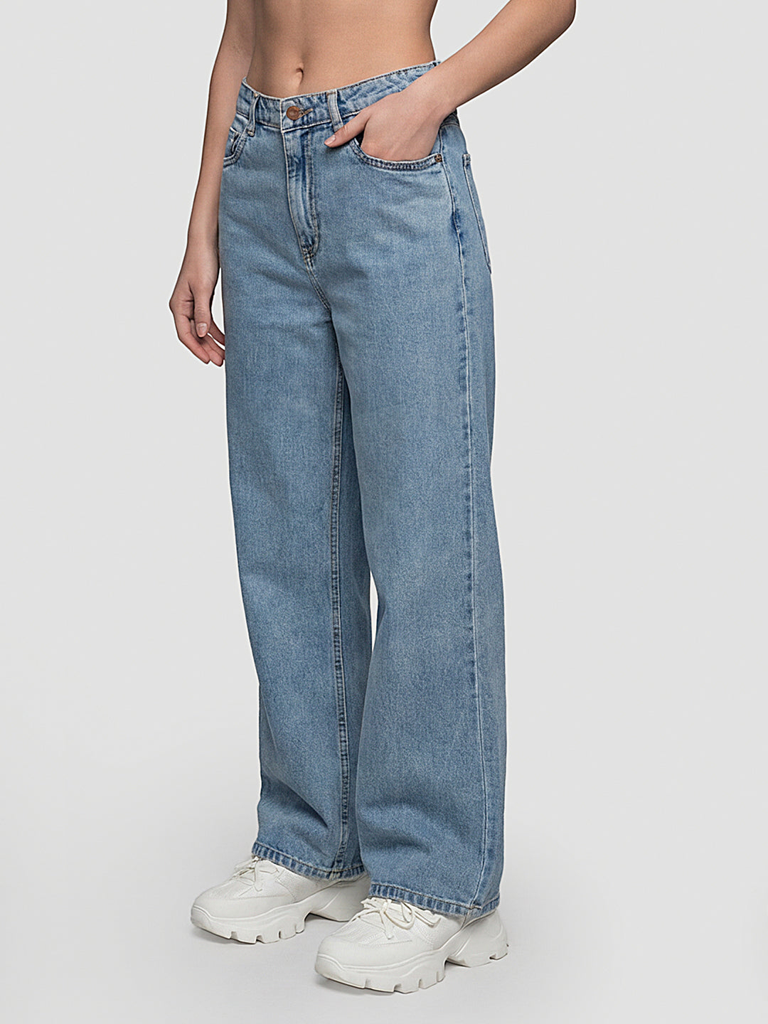 Women Blue High-Rise Super Wide Leg Jeans