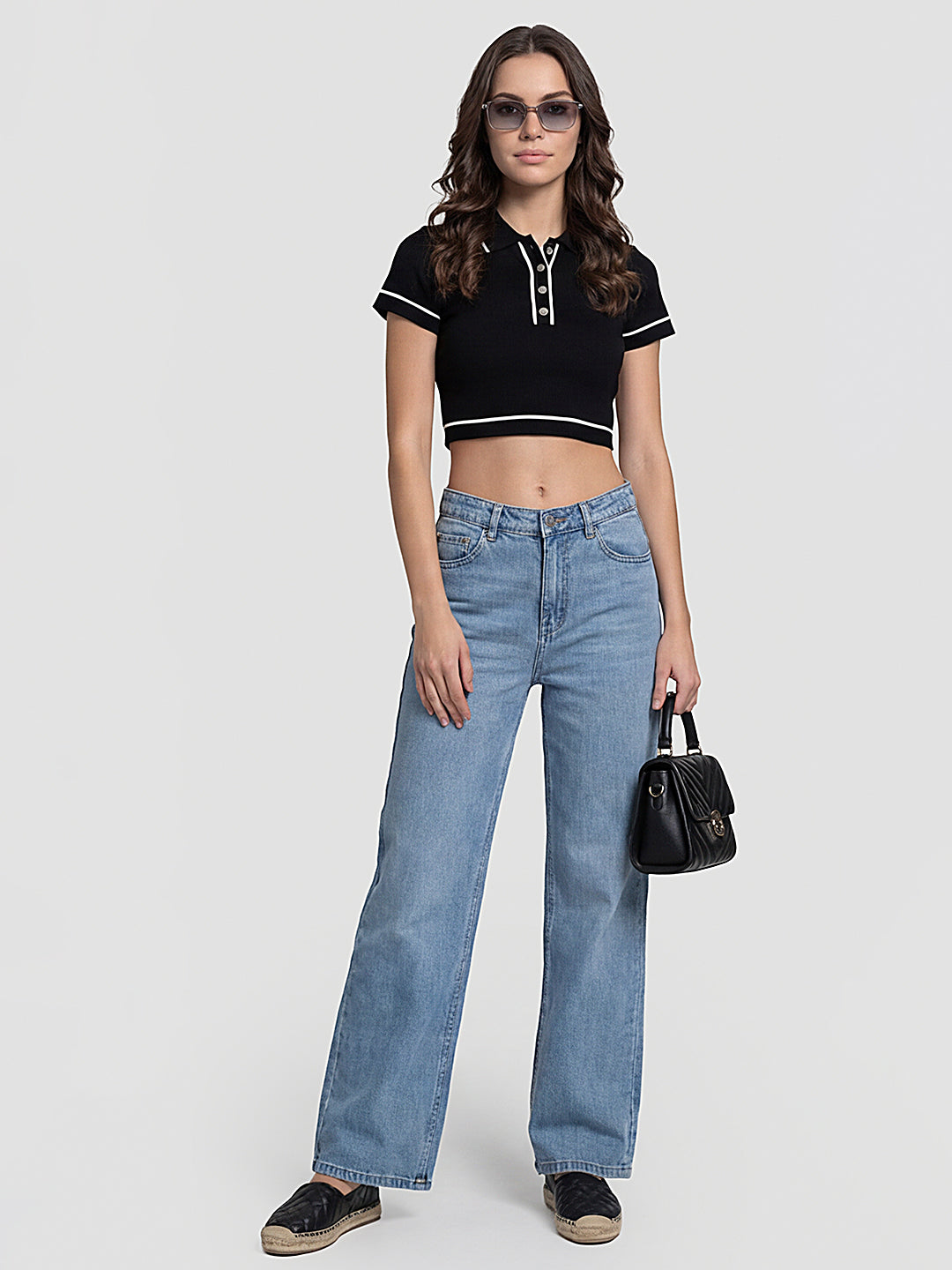 Women Blue High-Rise Super Wide Leg Jeans