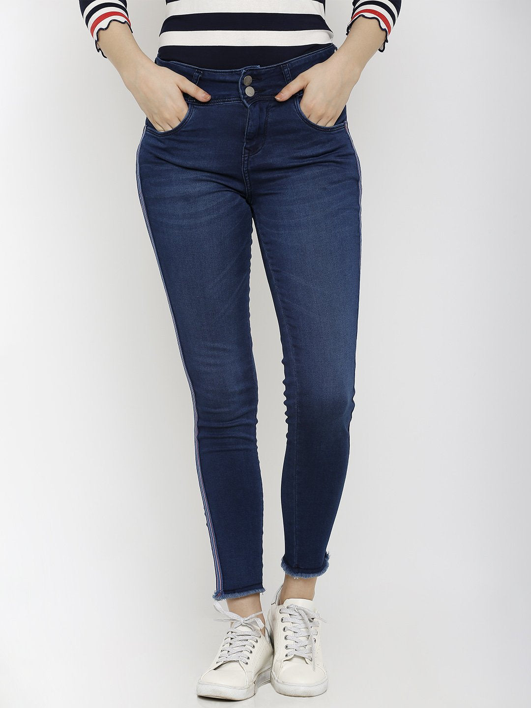 Women Dark Blue Mid-Rise Skinny Jeans