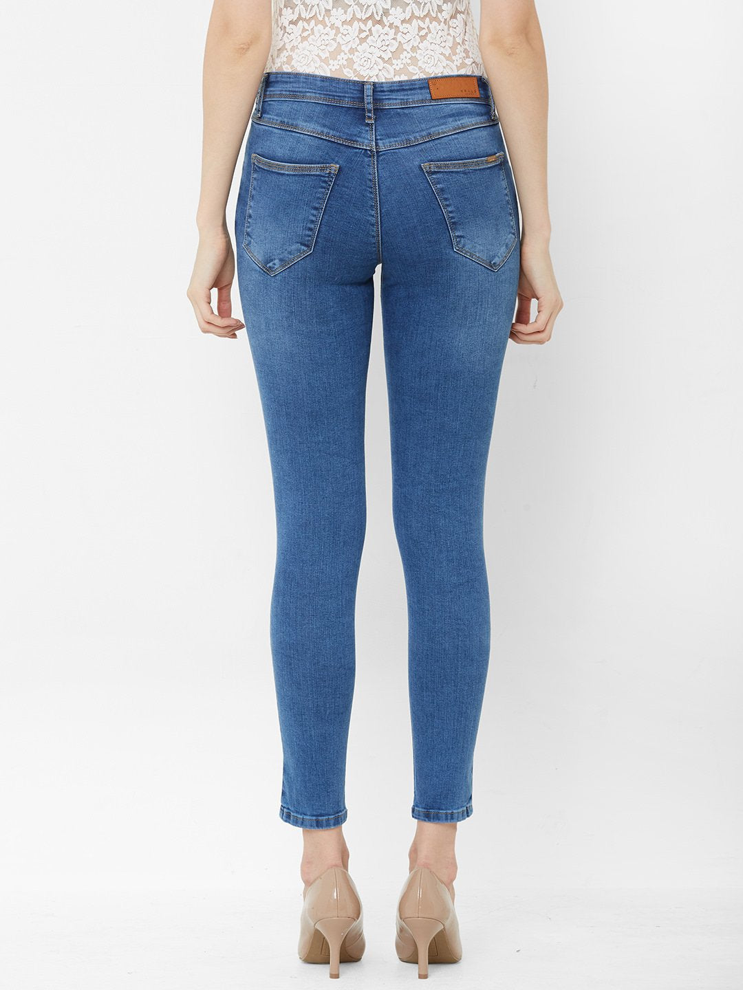 Women Blue High-Rise Crop Length Skinny Jeans