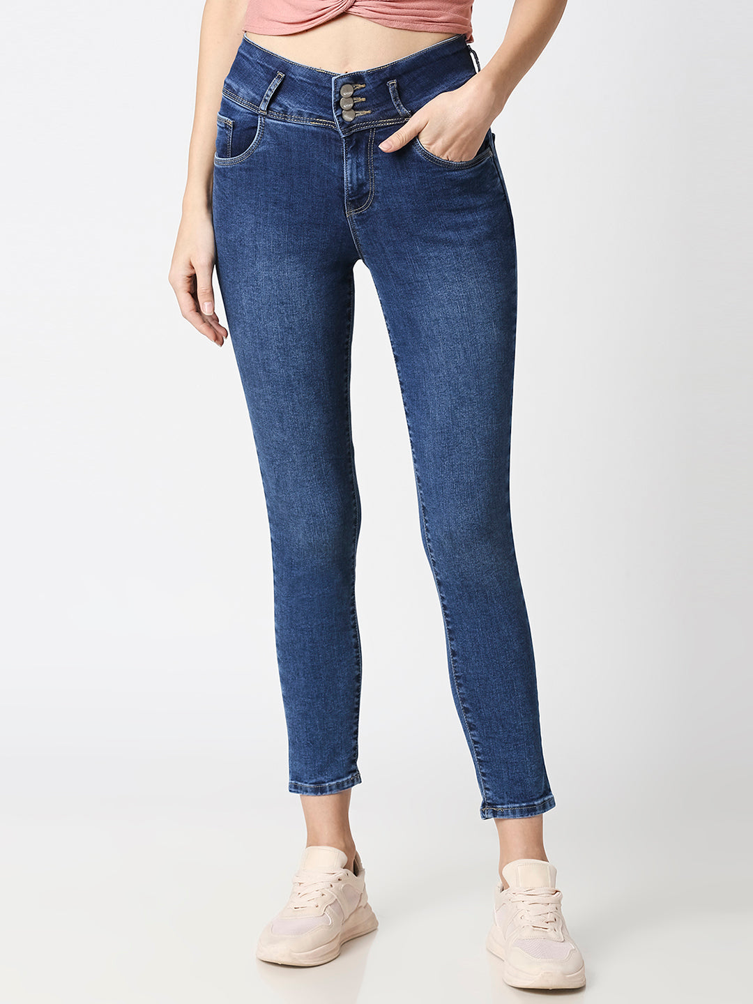 Women Blue High-Rise Skinny Jeans