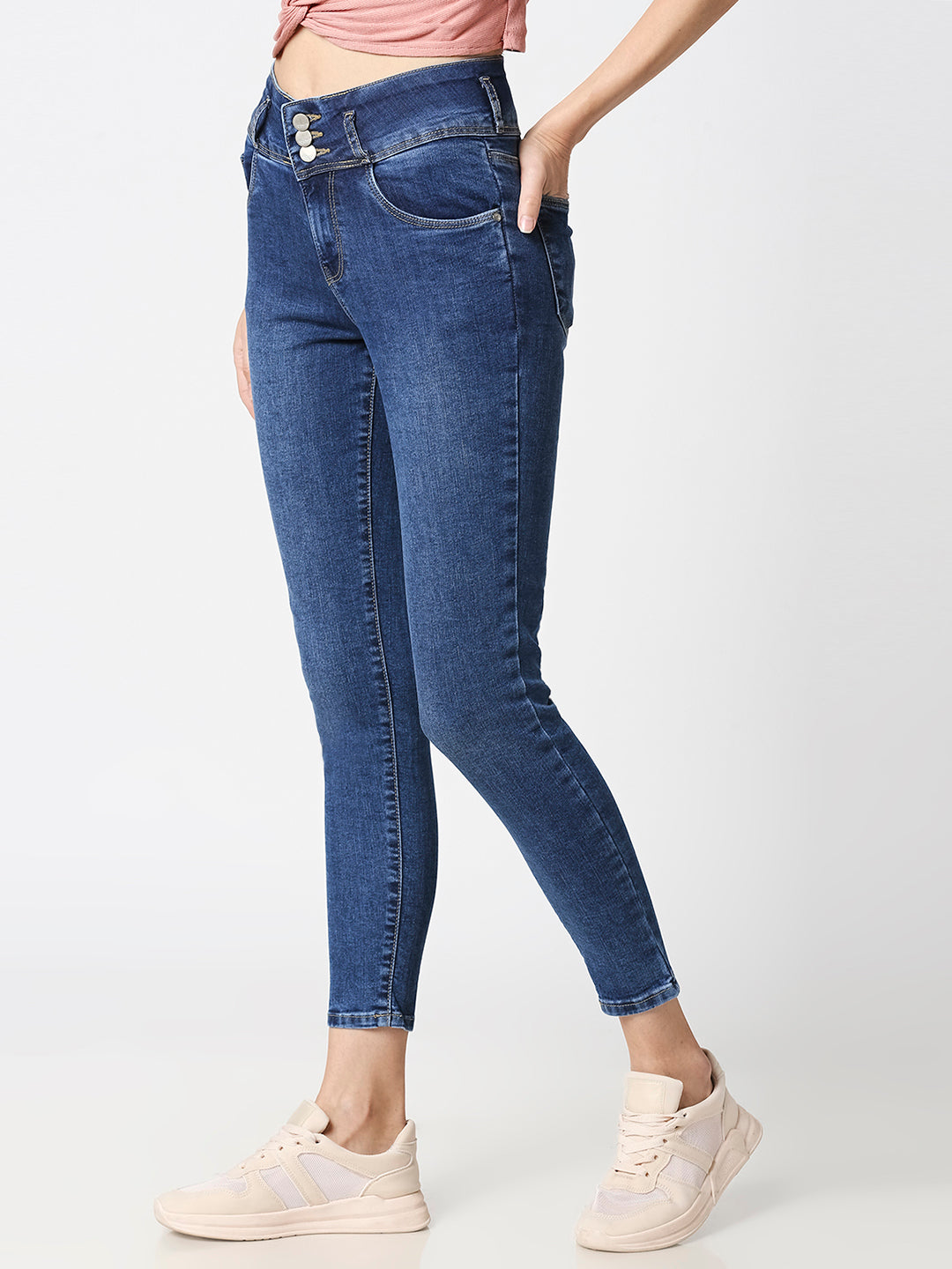 Women Blue High-Rise Skinny Jeans