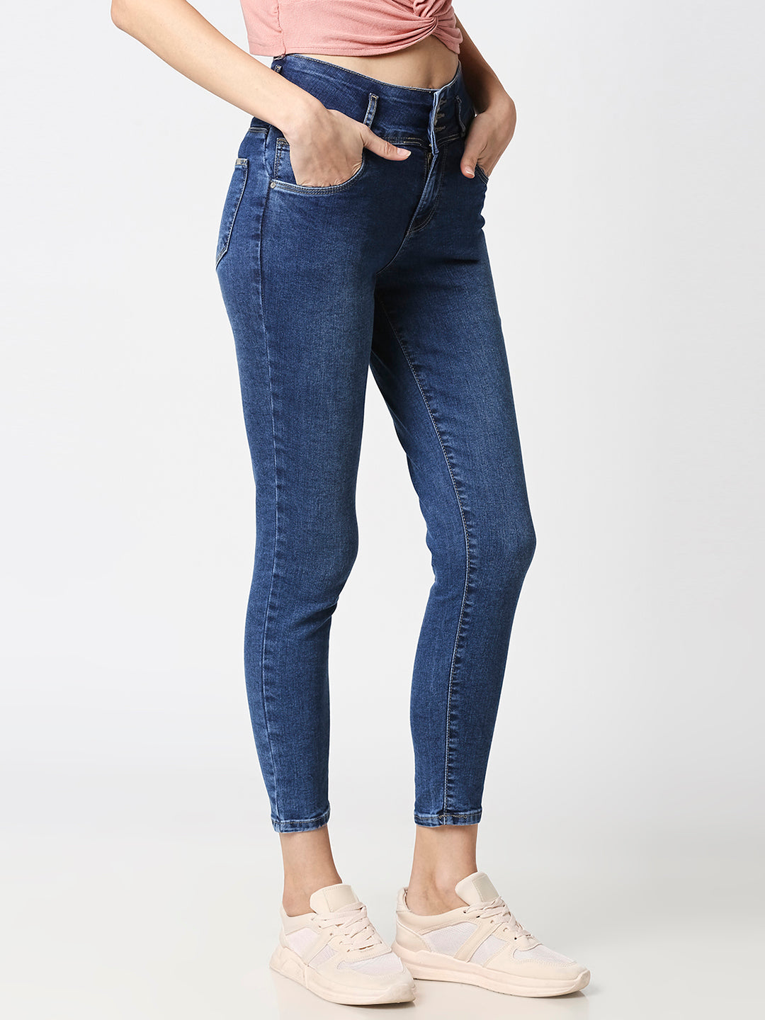 Women Blue High-Rise Skinny Jeans