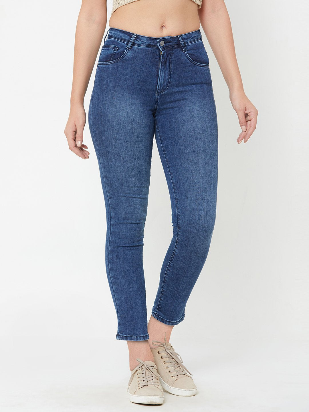 Women Blue High-Rise Super Straight Fit Jeans