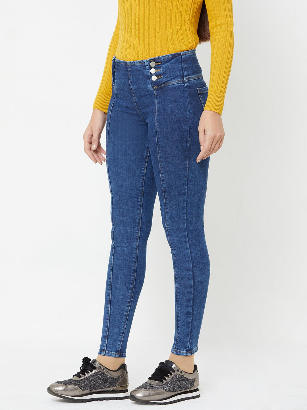 Women Blue High-Rise Skinny Jeans