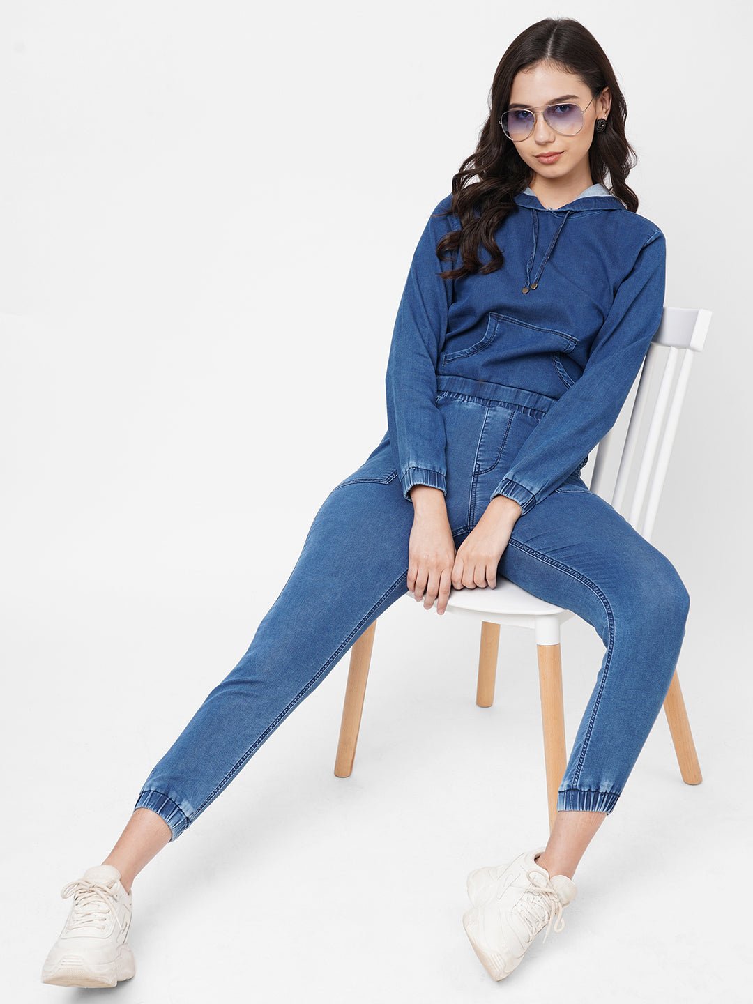 Women High-Rise Denim Joggers