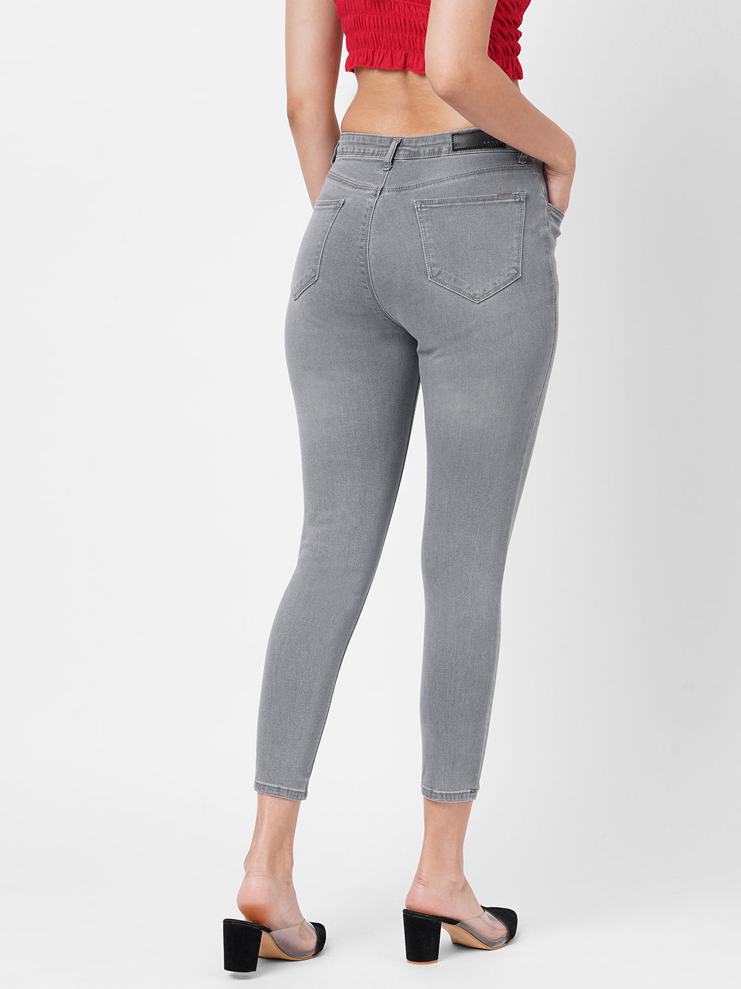 Women Grey High-Rise Skinny Jeans