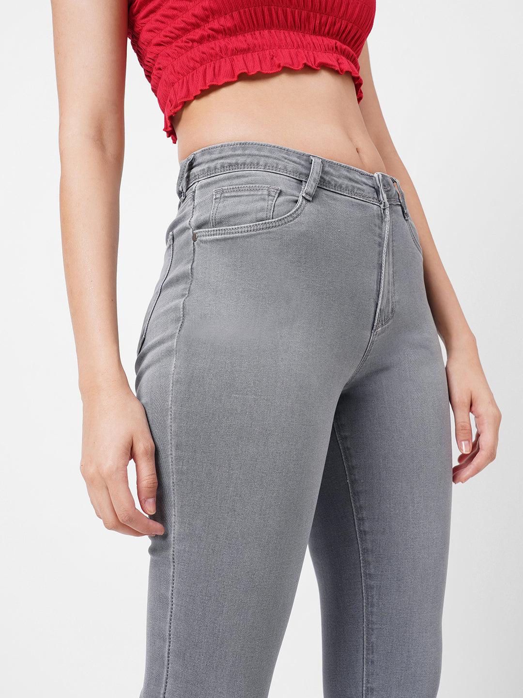 Women Grey High-Rise Skinny Jeans