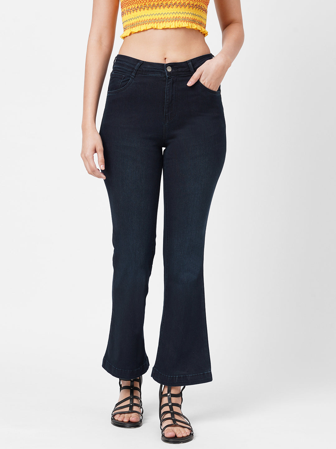 Women Navy High-Rise Flare Jeans