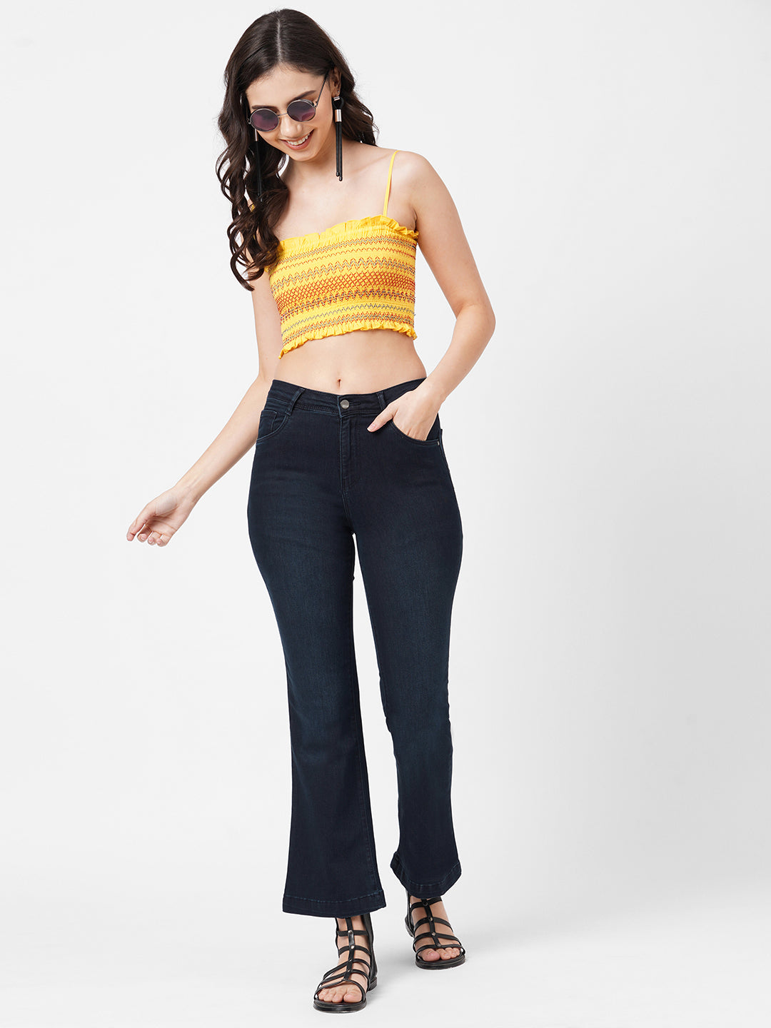 Women Navy High-Rise Flare Jeans