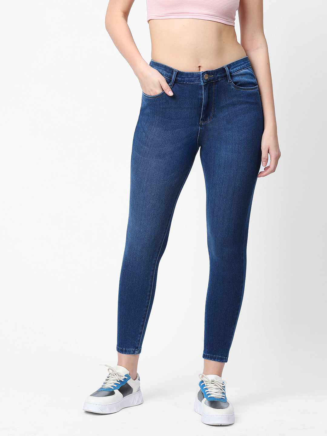 Women Light Blue High-Rise Skinny Jeans