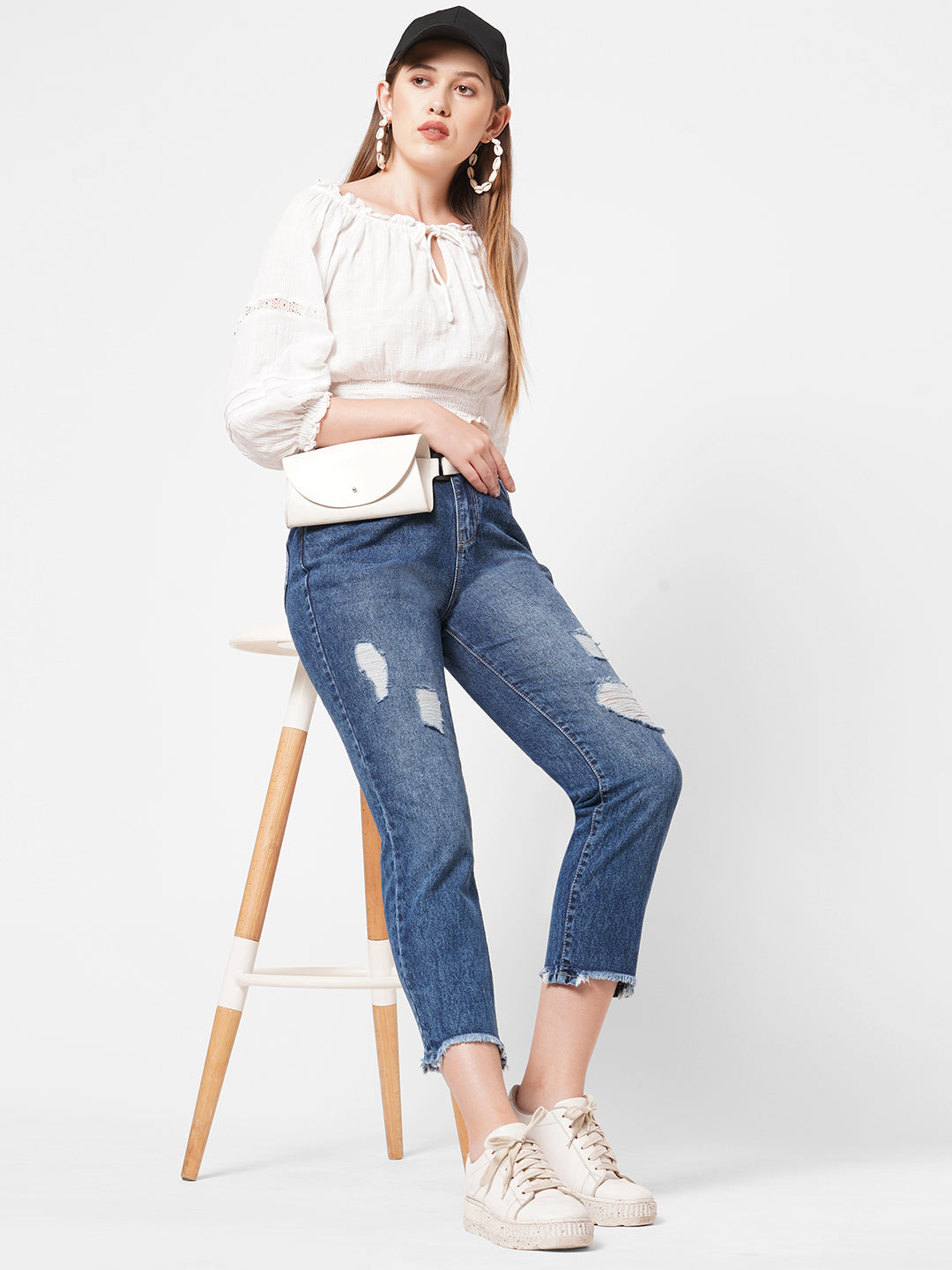Women Light Blue High-Rise Baggy Fit Jeans