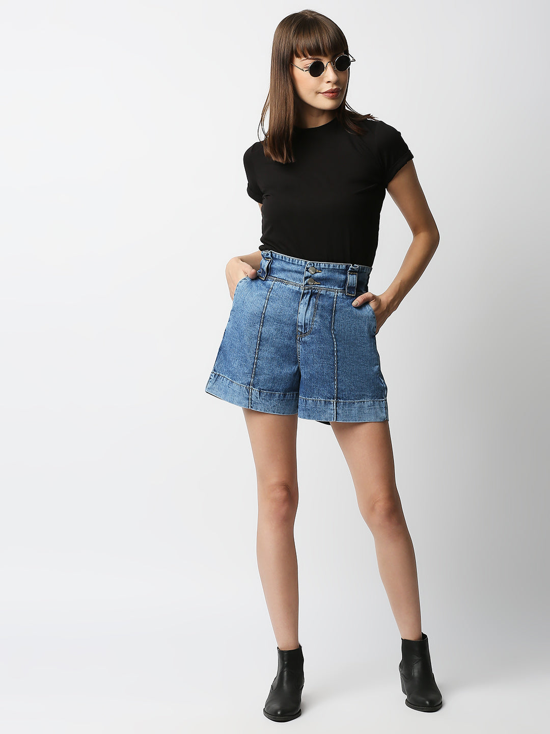 Women Blue Slim Fit Shorts