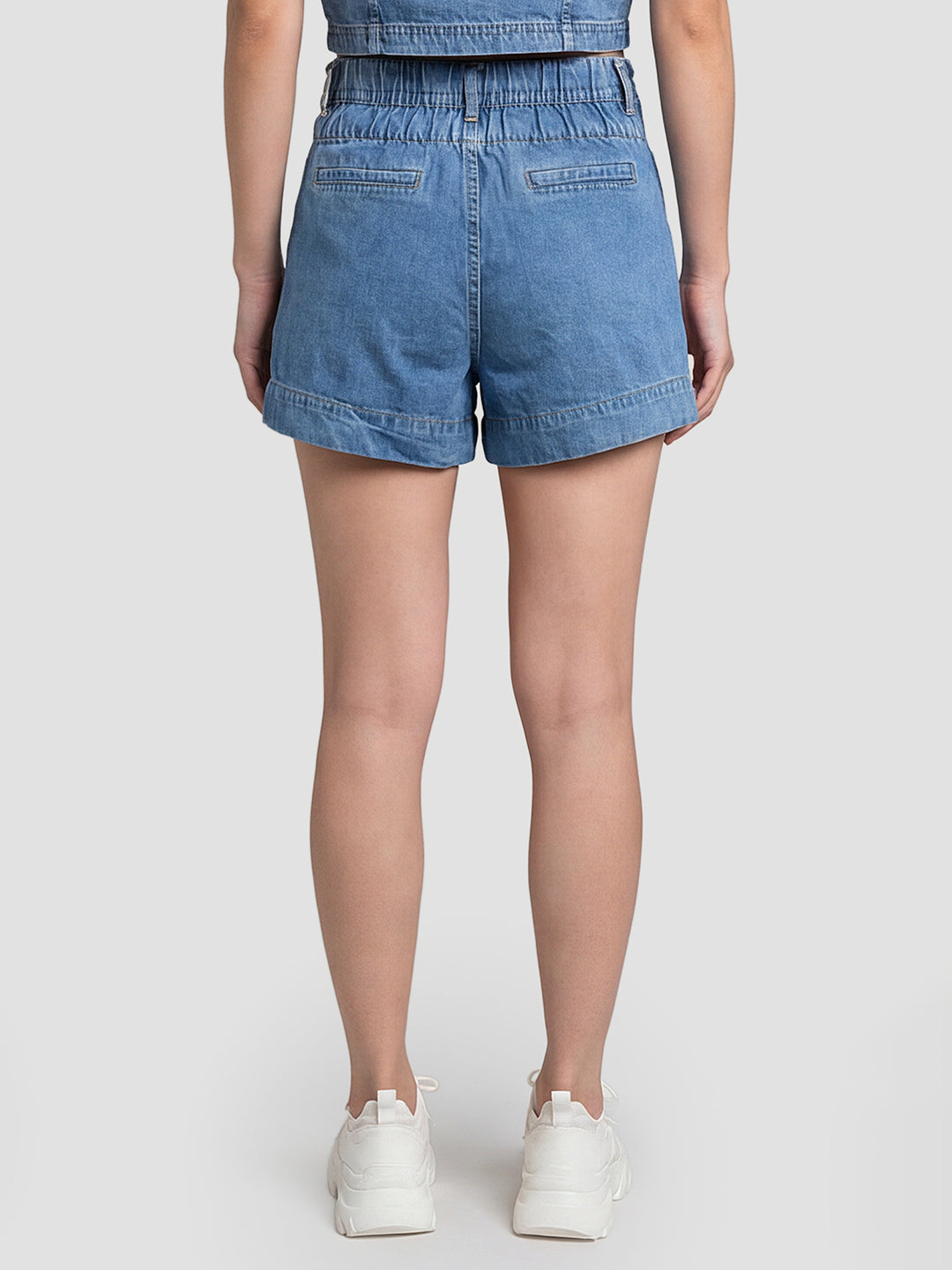 Women Blue Mid-Rise Shorts