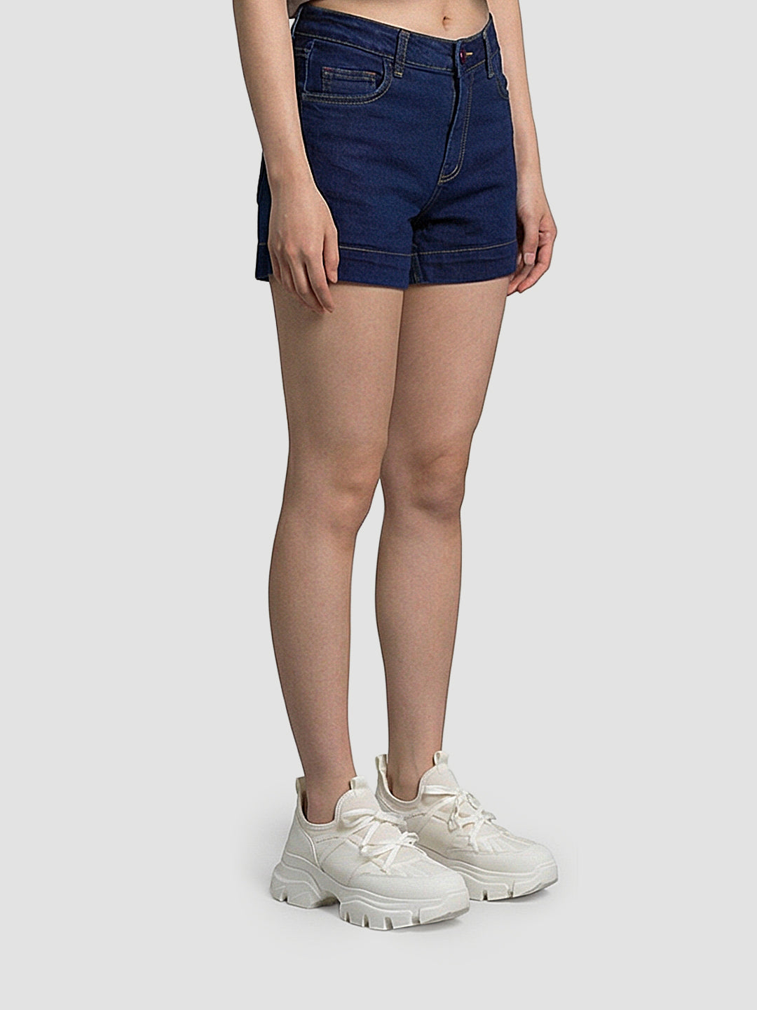 Women Blue High-Rise Shorts