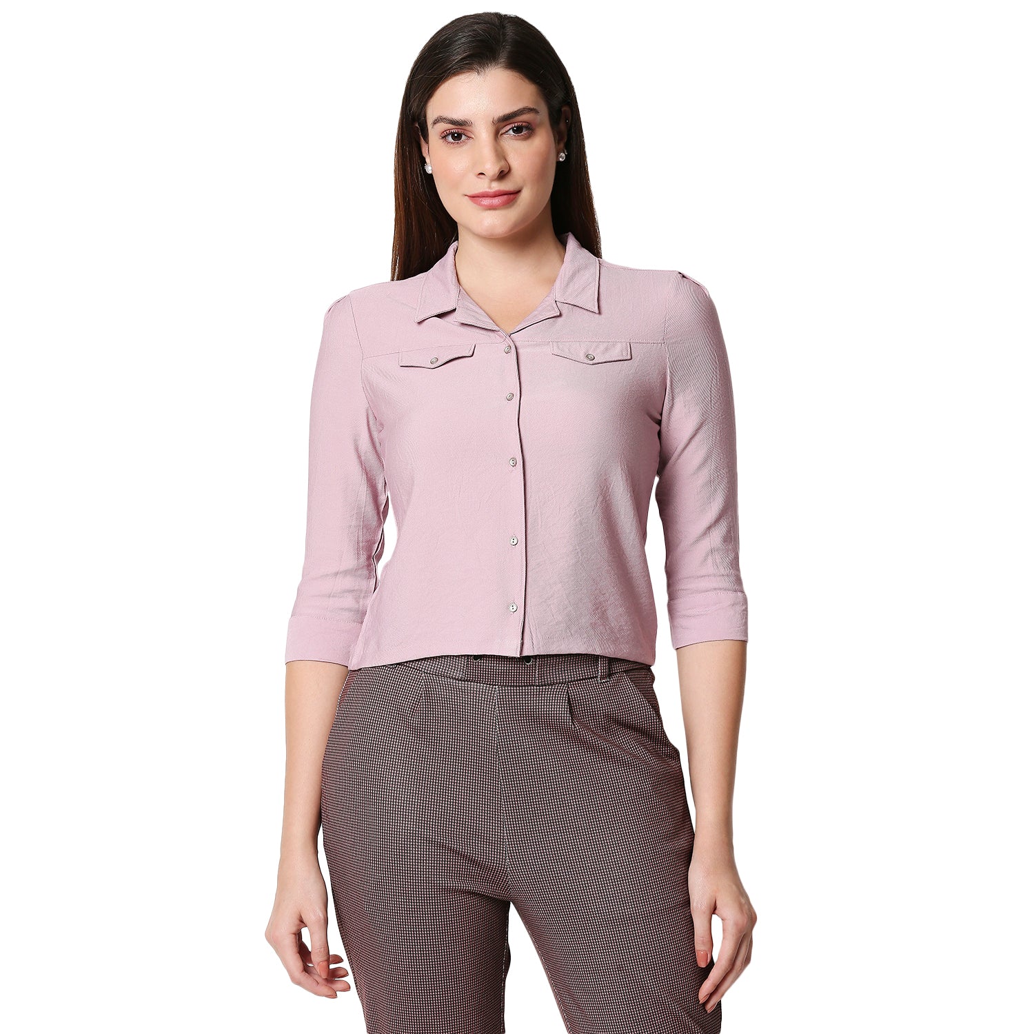 Women Lilac Crop Shirt