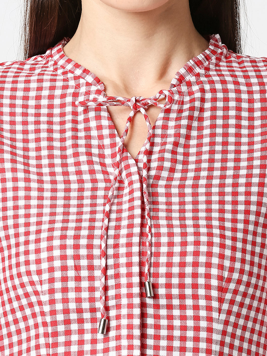 Women Red/White Checks Top
