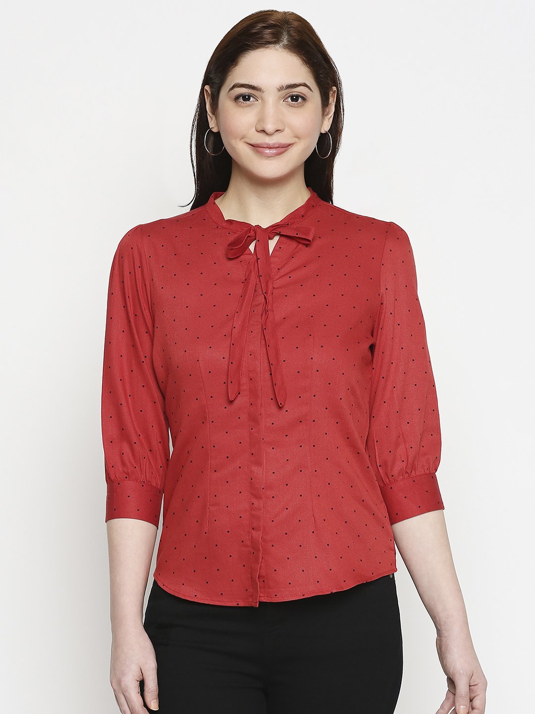 Women Berry Polka Dot Shirt