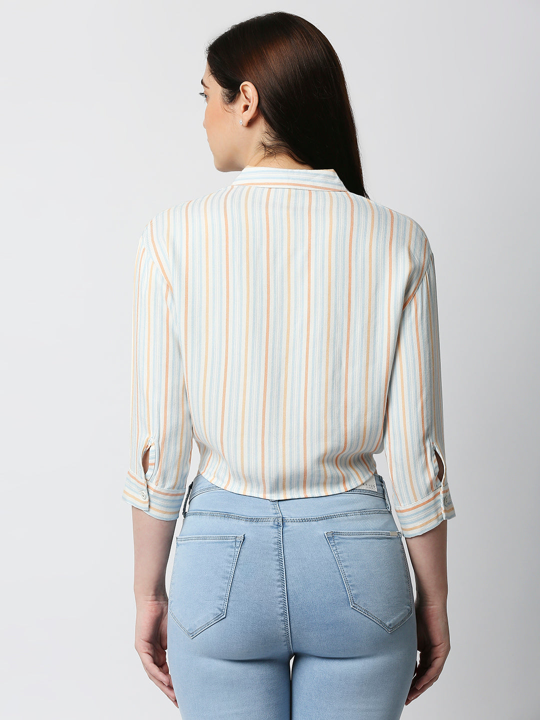 Women Multi Color Tie-Up Crop Shirt