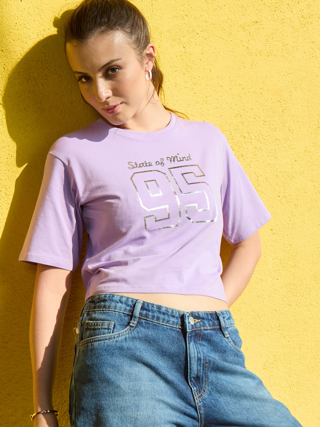 Women Graphic Crop Slim Fit Tees