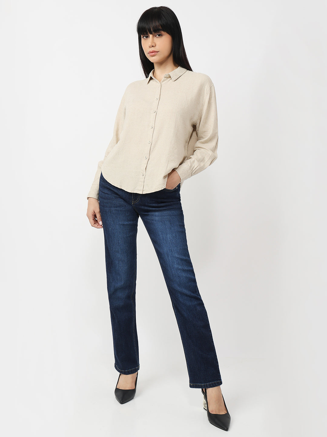 Women Dark Natural Oversized Shirt