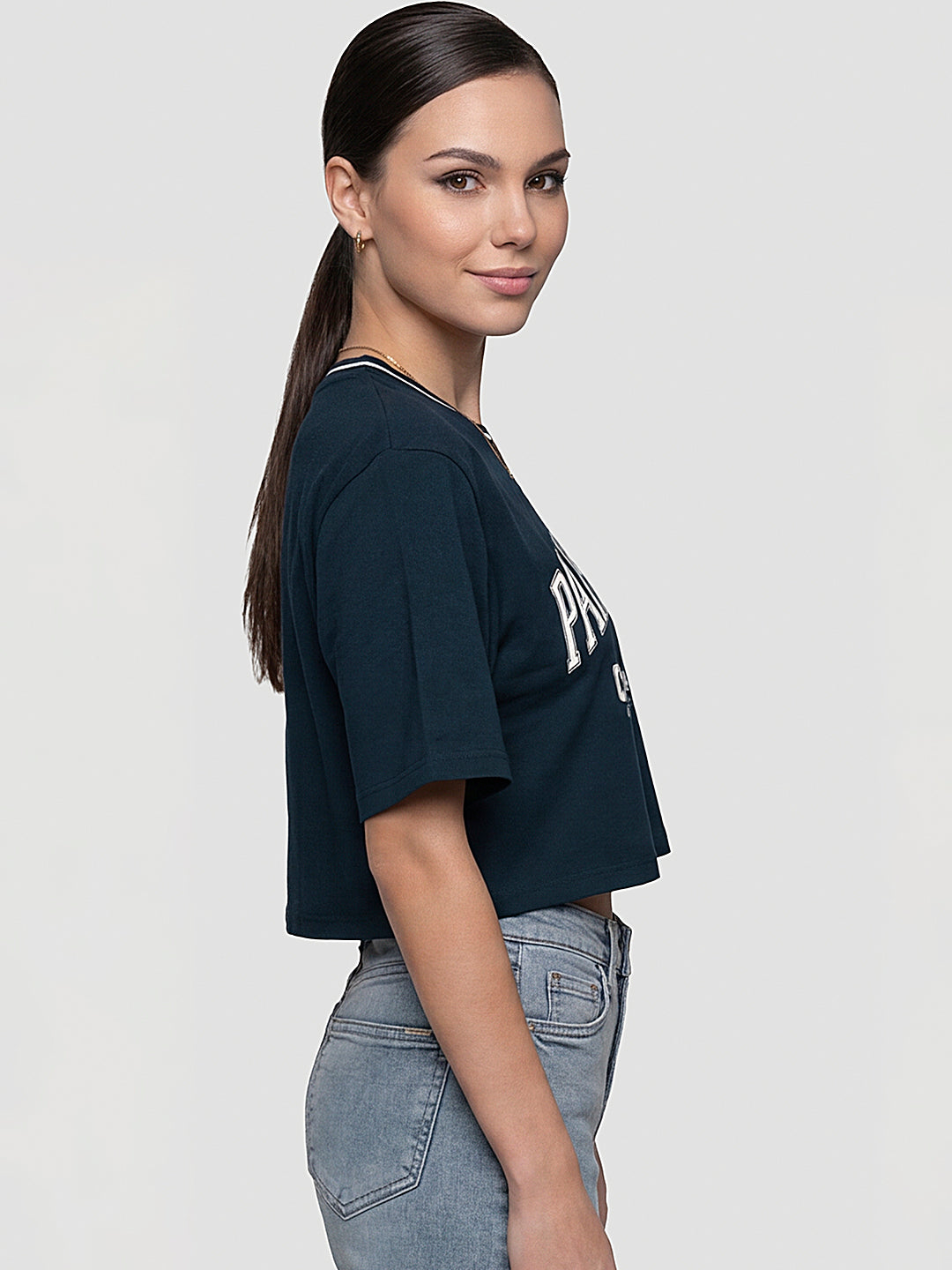 Women Airforce Graphic Print Crop Tees
