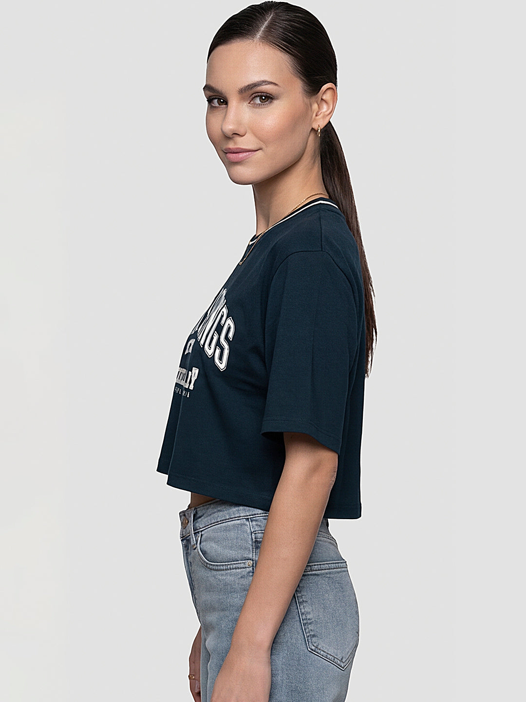 Women Airforce Graphic Print Crop Tees