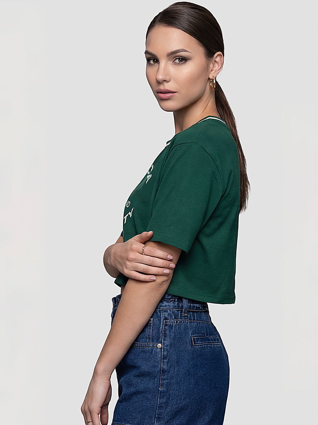 Women Bottle Green Oversized T-Shirt