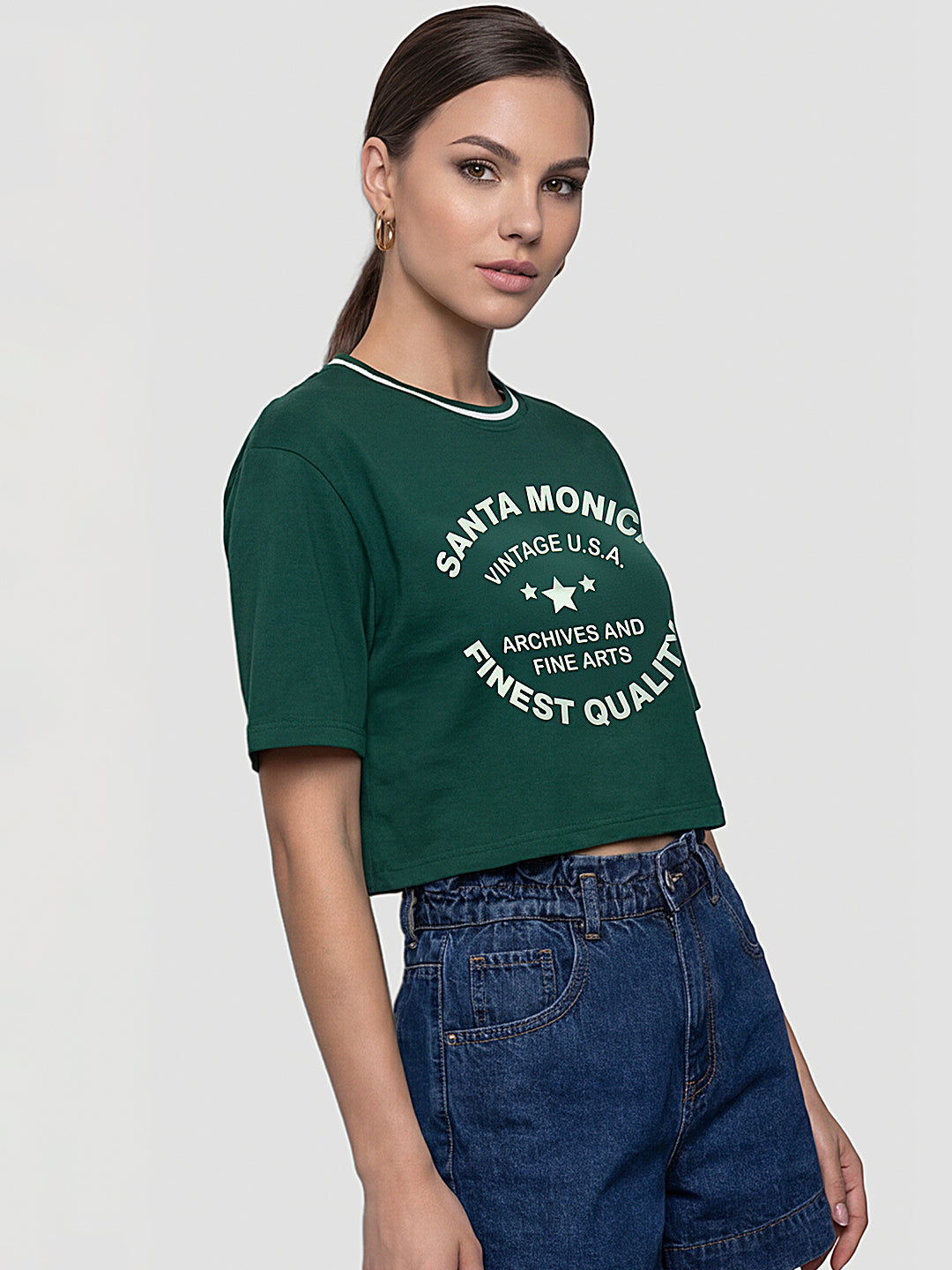 Women Bottle Green Oversized T-Shirt
