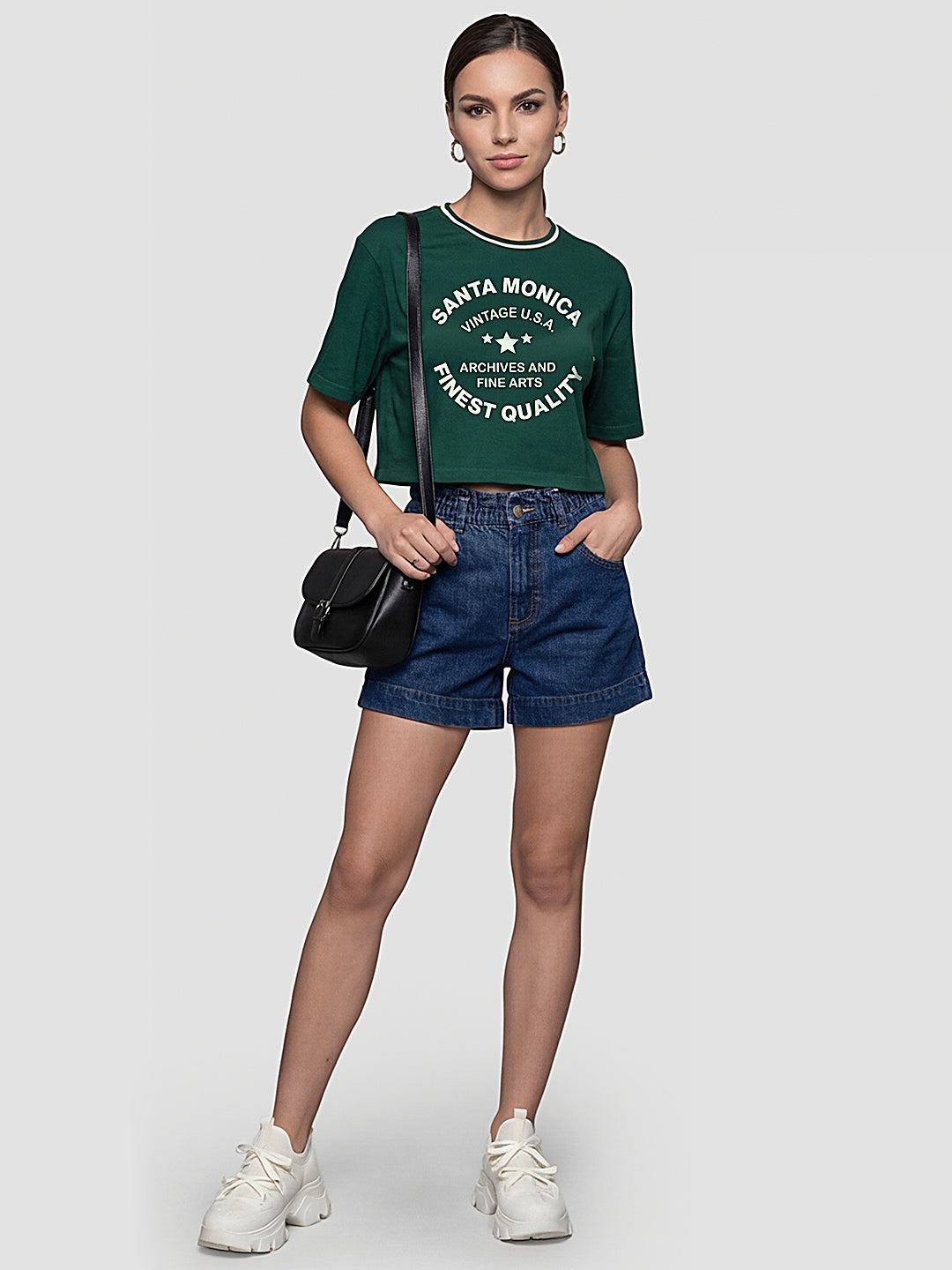 Women Bottle Green Oversized T-Shirt