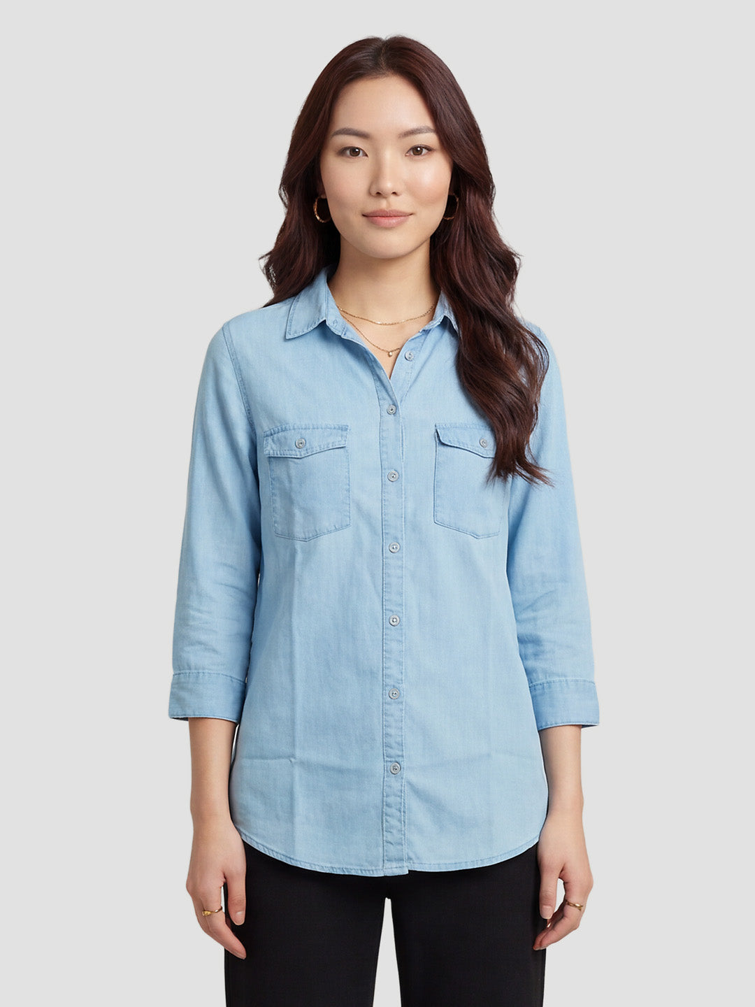 Women Light Blue Denim Shirt
