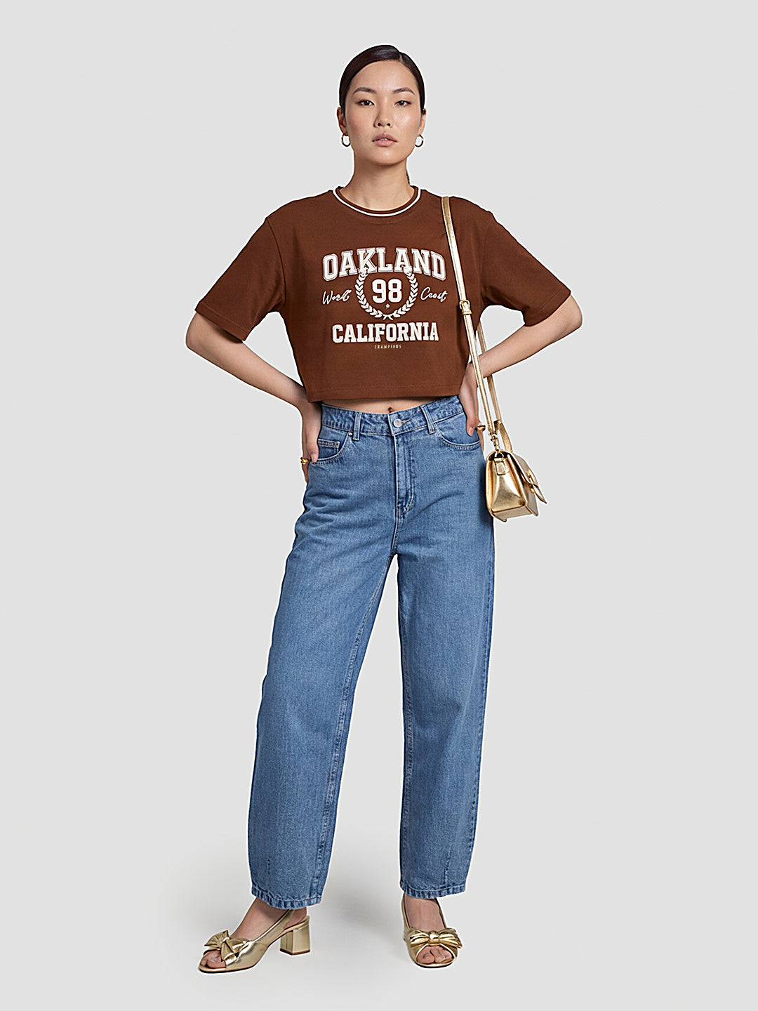 Women Sepia Crop Tees