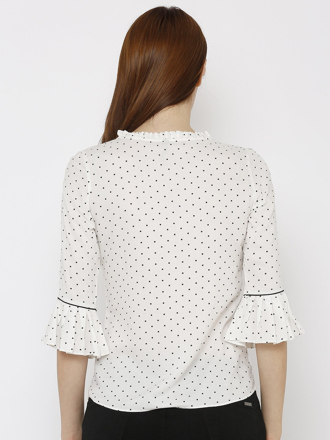 Women White Polka Dot Top