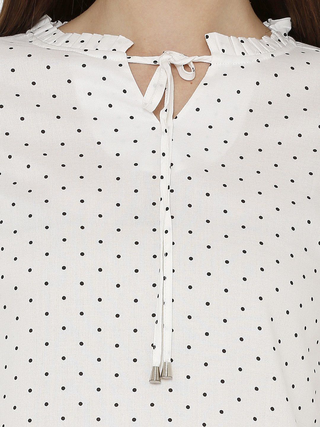 Women White Polka Dot Top